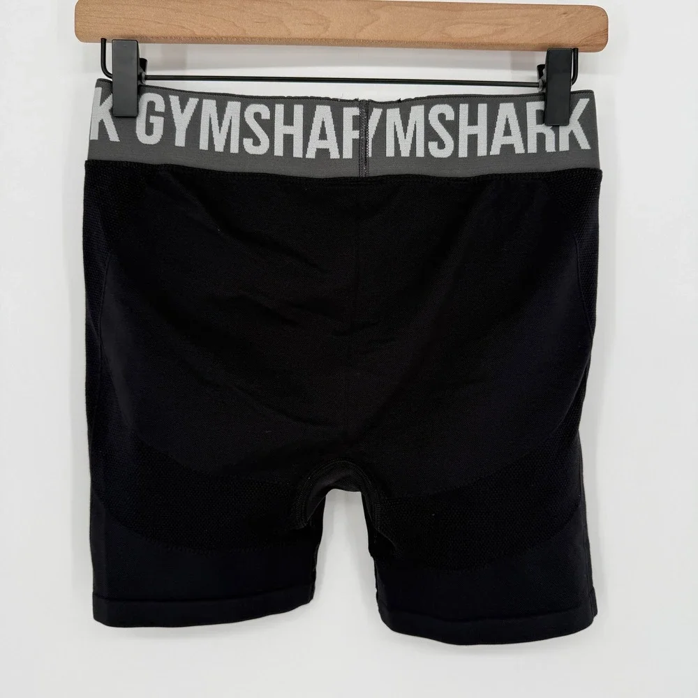 GYMSHARK SEAMLESS FLEX BIKER‎ SHORTS BLACK GREY MEDIUM